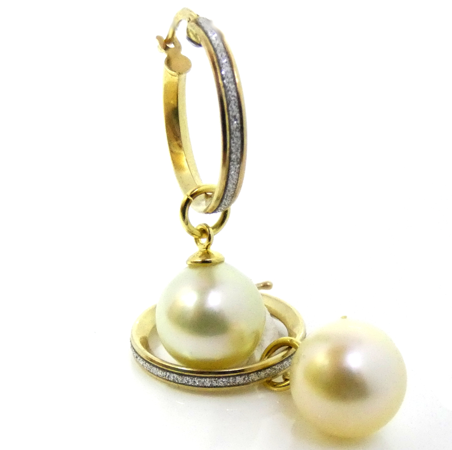 Pale Gold South Sea Pearl Huggie Earrings